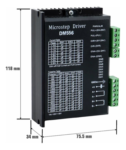 Driver Dm556 Cnc Controlador Motor Paso A Paso 24-50v 1-5.6a