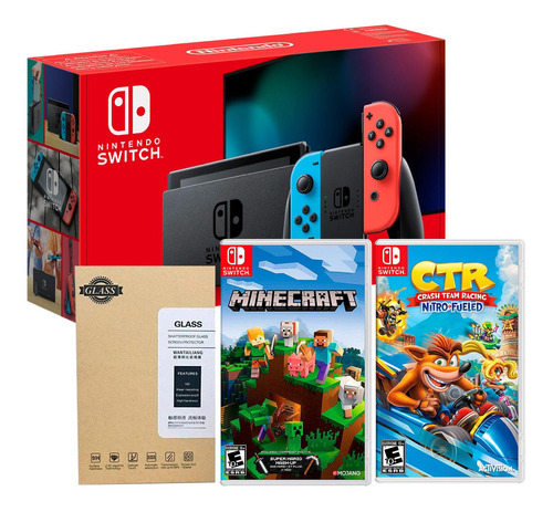 Nintendo Switch + Minecraft + Crash Team Racing + Lamina 