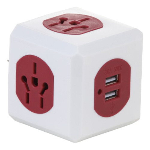 Enchufe Adaptador Cubo 4 Tomas + 2 Puerto Usb