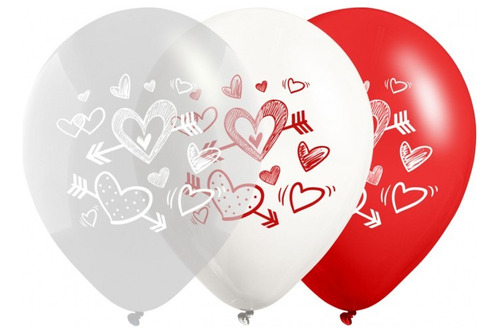 Paquete Globos - Corazones Con Flechas R12 X36 Unidades