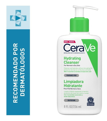 Imagen 1 de 12 de Limpiadora Hidratante Facial Cerave Piel Mixta A Seca 237ml