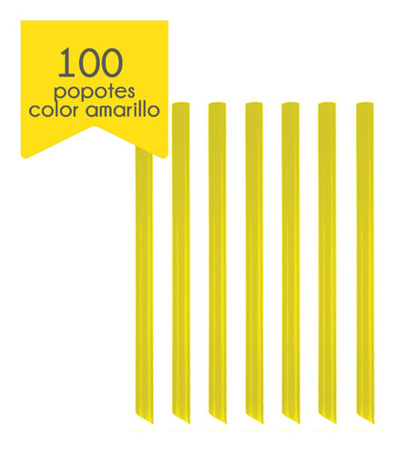 100 Popotes Para Tapioca Biodegradable A Base De Planta Color Amarillo