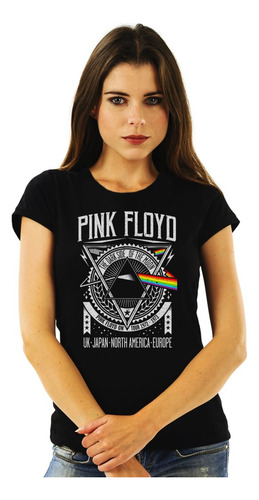 Polera Mujer Pink Floyd Dark Side Tour Rock Impresión Direct