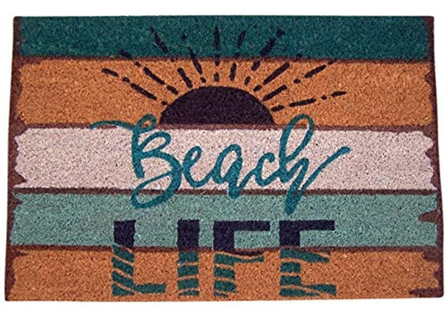 Beach Life Sunburst Themed Door Mat, Fibra De Coco, 24 Pulga