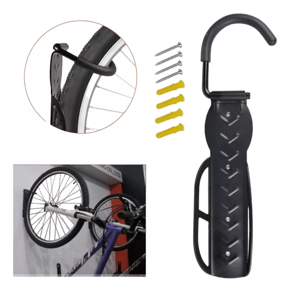 Rack Gancho Soporte Para Colgar Bicicleta A La Pared D1038 C Color Negro