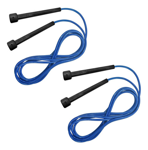Kit 2 Cordas de Pular Muvin Basics Tamanho Ajustável em PVC - Corda de Saltos Com Velocidade Para Treino Funcional - Exercícios - Cross Training - Academia - 3,15 Metros Cor Azul