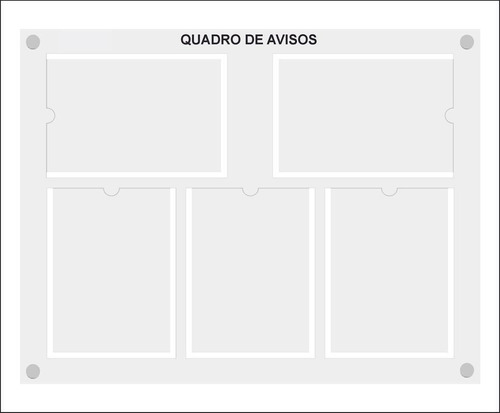 Quadro De Aviso E Gestão Com 5 Displays A4 Acrílico 1 Branco