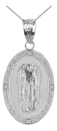 Plata De Ley Medalla De San Gabriel Los Arcángel Cz Oval