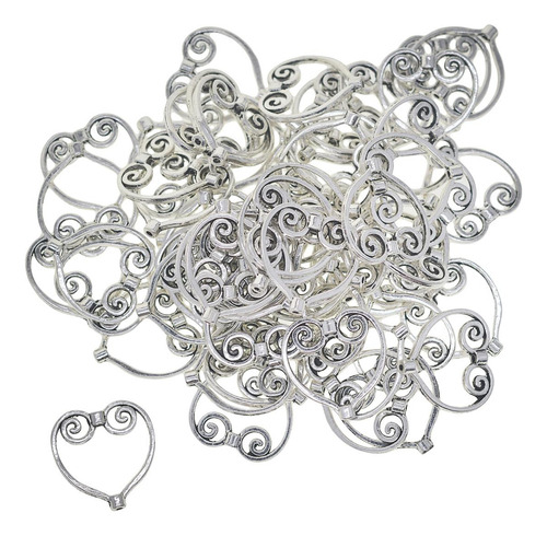 Paquete De 50 Hermosos Dijes De Cuentas De Corazón, Cuentas