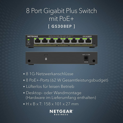 Netgear Switch 8 Puertos Poe Gigabit Ethernet 62w