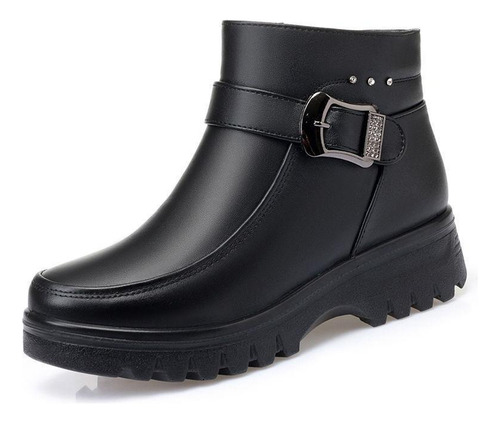 Botas De Nieve Para Mujer Cálidas Botas De Cuero De Felpa