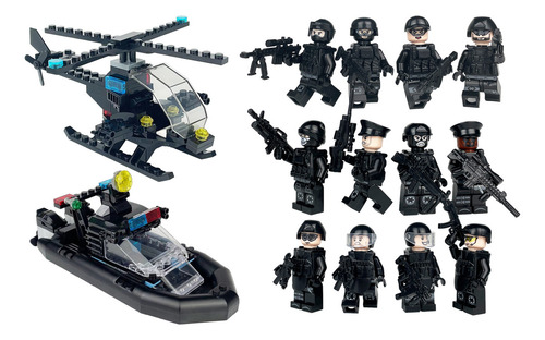 Figurita De Soldado De Combate Aéreo, Terrestre Y Marítimo Color Negro