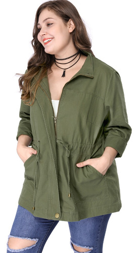 Chamarras Talla Grande Abrigo Anorak Con Bolsillos Y Cordón