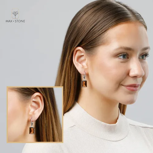 Aretes Colgantes De Piedras Preciosas De Corte Esmeralda Par