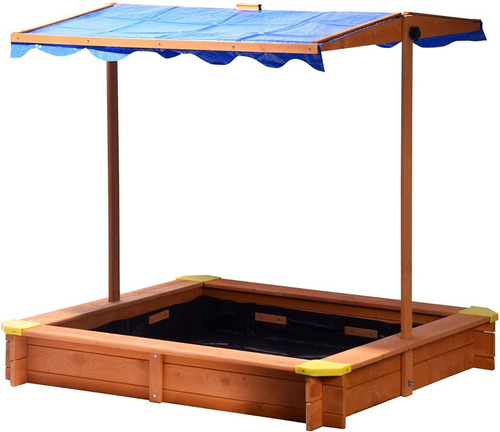 Arenero Con Techo Regulable De Madera Infantil Para Niños