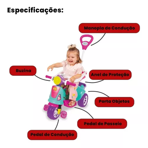 Triciclo Infantil Motoca Andador Empurrador Criança Maral