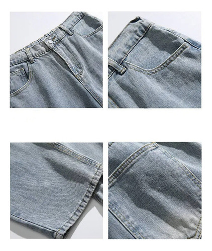 Bolso Jeans Pantalón Ancho Corte Recto Carpintero Unisex