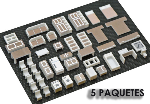 Muebles Para Maquetas Y/o Dioramas Set Casa Hab 1:75. 5 Paq.