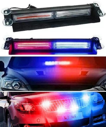 Barra Cob Codigo 2 Módulos Luz Led Roja/ Azul Estrobo Y Fija