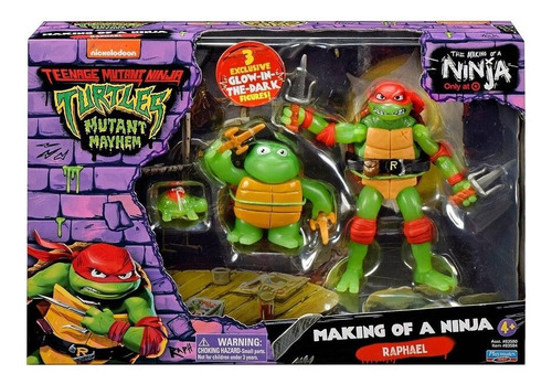 Tortugas Ninja Raphael Set X3 Formacion De Un Ninja Glow Edu