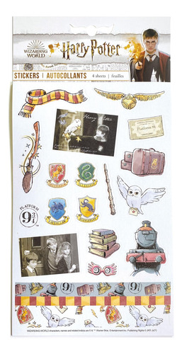 Paquete De 4 Hojas Calcomanías Harry Potter Acuarela