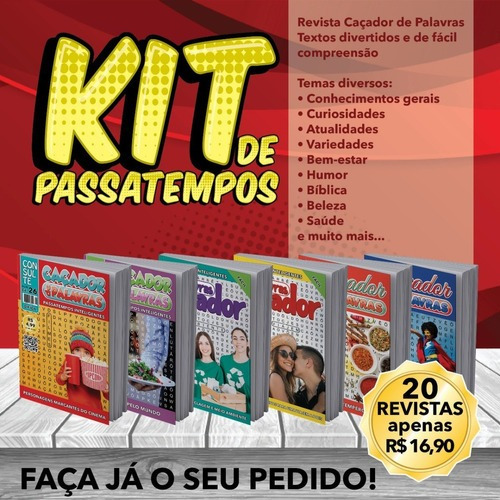 Caça Palavras Kit Com 20 Unidades, Sem Repetições