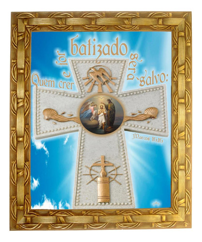 Quadro Lembrança De Batizado, Mod. 01, Tam. 30x25cm. Angelus