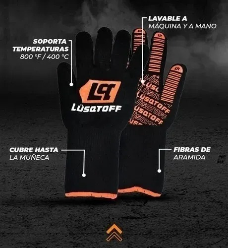Imagen 4 de 9 de Guantes Resistentes Al Calor Temperatura Largos Lusqtoff