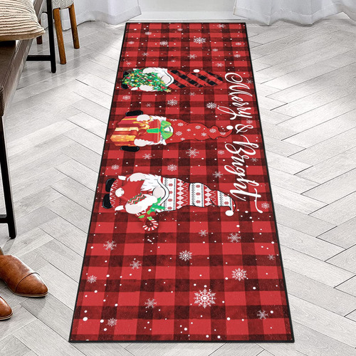 Pauwer Alfombra Pasillo Gnomo Navidad 2 X 6  Antideslizante