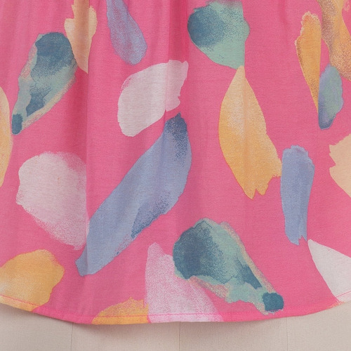 Imagen 7 de 7 de Blusa Vestir Holgada Fresca Estampado Acuarela Primaveral.