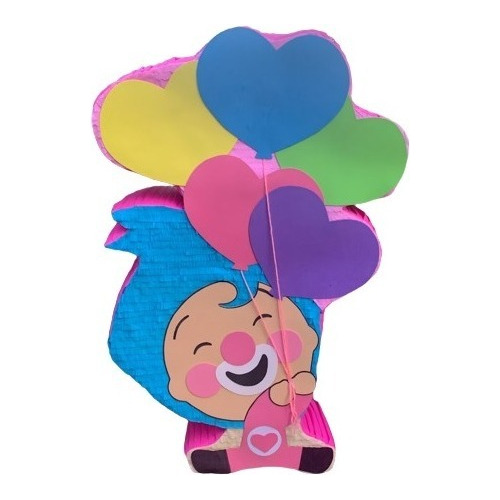 Piñata Personalizada Entamborada Plim Plim Rosado Con Globos