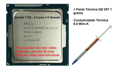 Imagem 1 de 7 de Intel Xeon E3 1231 V3 Socket 1150, 4/8 Similar I7 4770
