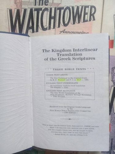 Kingdom Interlineal Greek Scriptures - Watchtower - T Jehova (Usado)