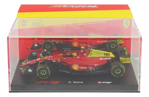 Burago 1:43 Ferrari F1-75 C. Sainz 2022 75th Aniversario