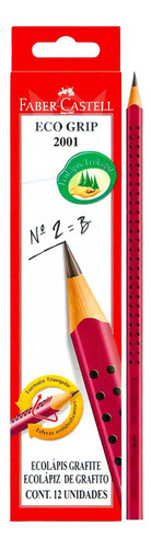  Lápis Grafite Faber Castel N2 Grip Vermelho Triangular 12un