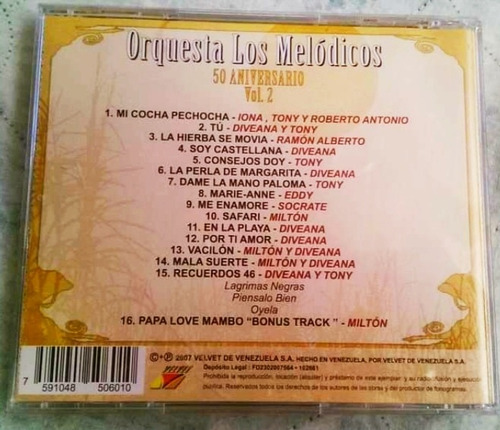 Cd De La Orquesta Los Melódicos. Vol. 2 # 50 Aniversario