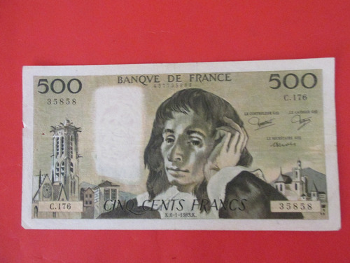 Billete Banco De Francia 500 Francos Año 1983 Muy Escaso