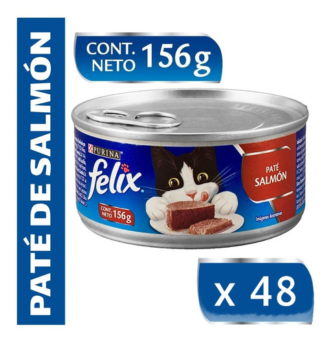 Alimento Gato Felix Pate De Salmon Lata 156g Pack 48un Mp