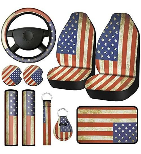 10 Piezas Bandera Americana Silla De Coche Cubre 74mwh