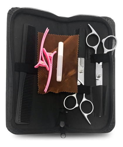 Kit 2 Tesouras Cortes De Cabelo Femin E Masculino Com Estojo