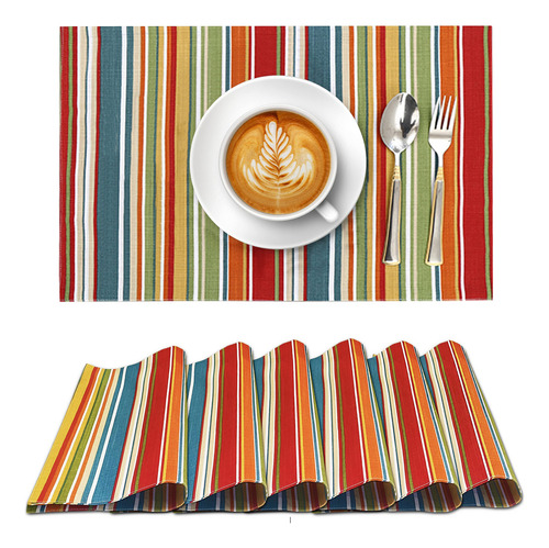 Manteles Individuales Para Mesa De Comedor. Juego De 6 Manteles Individuales Tejidos De Algodón De 33x45cm