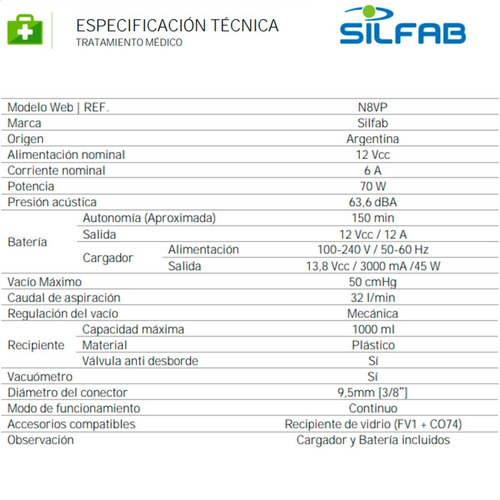 Imagen 3 de 6 de Aspirador De Uso Continuo Portatil C/ Vacuómetro N8vp Silfab