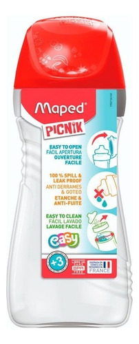 Botella Maped Picnik 430 Ml Con Tapa Y Pico Antiderrame Rojo