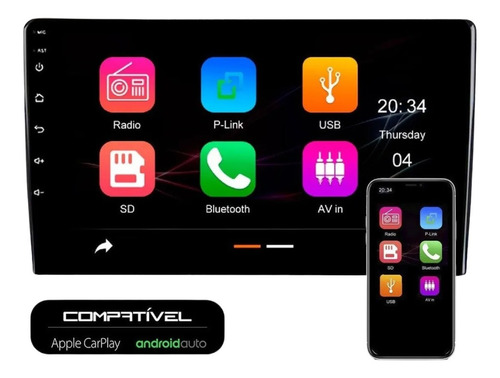 Imagem 1 de 5 de Multimidia R8 Tecnology 9pol Apple Carplay E Android Auto