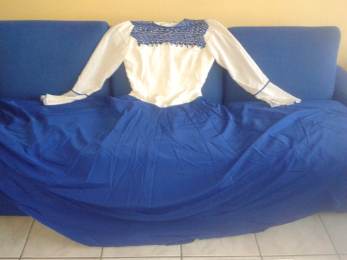 Vestido De Prenda Sedinha Poliéster Azul Creme 44