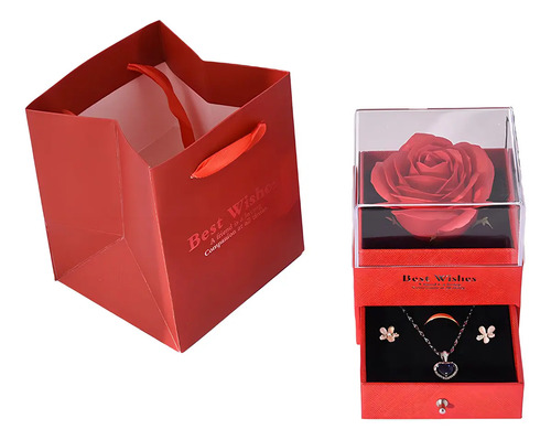Caixa Porta Com Sacola Joia Presente Pulseira Anel Colar Cor Vermelho
