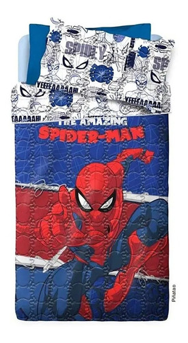 Cubrecama Cover Quilt 1 1/2 Plaza Infantil Spiderman Piñata