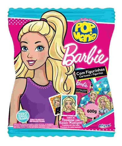 Pacote Pirulito Barbie Framboesa Pop Mania C/50 Unidades