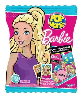 Pacote Pirulito Barbie Framboesa Pop Mania C/50 Unidades