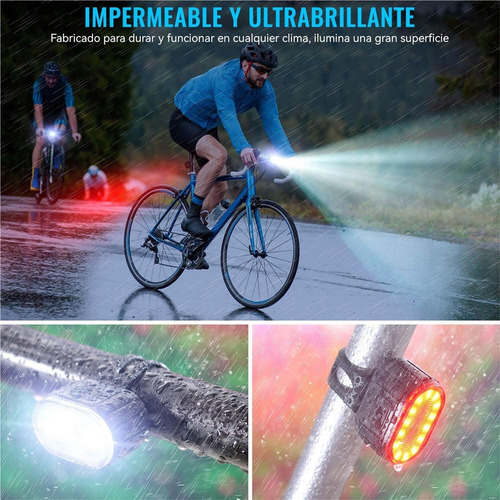 Combinación De Faro Y Luz Trasera De Bicicleta2 Luces Led